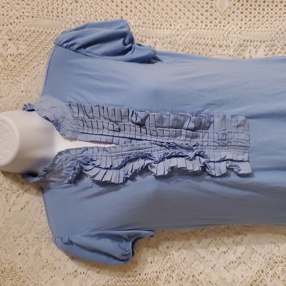 BCBGMaxAzria sz S blue top with cascade like neckline - Picture 2 of 8